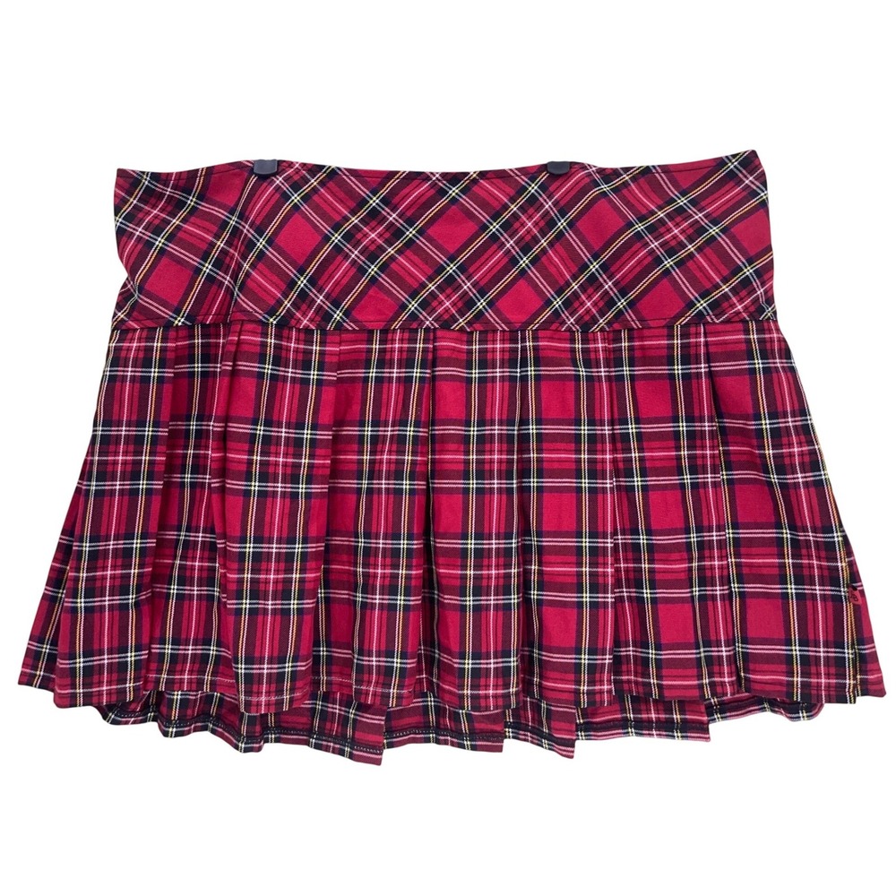 Royal Bones Red Plaid Pleated Mini Skirt 20 Mall Goth Punk Tartan Plus Curvy